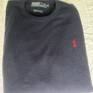 Men's Navy Polo merino wool sweater - XL
